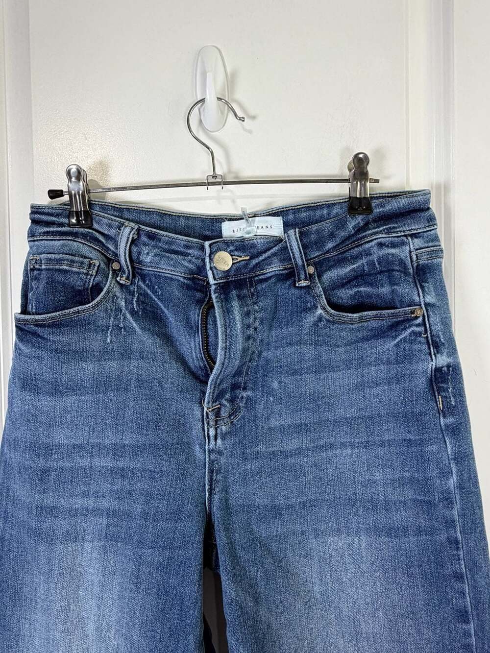Risen Los Angeles High Rise Wide Leg Frayed Hem Jeans Style RDP5167 - Picture 4 of 6